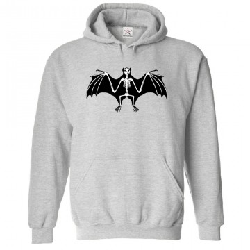 Scary Bat Skeleton Novelty Unisex Kids and Adults Pullover Hoodie for Halloween									 									 																		 									 									